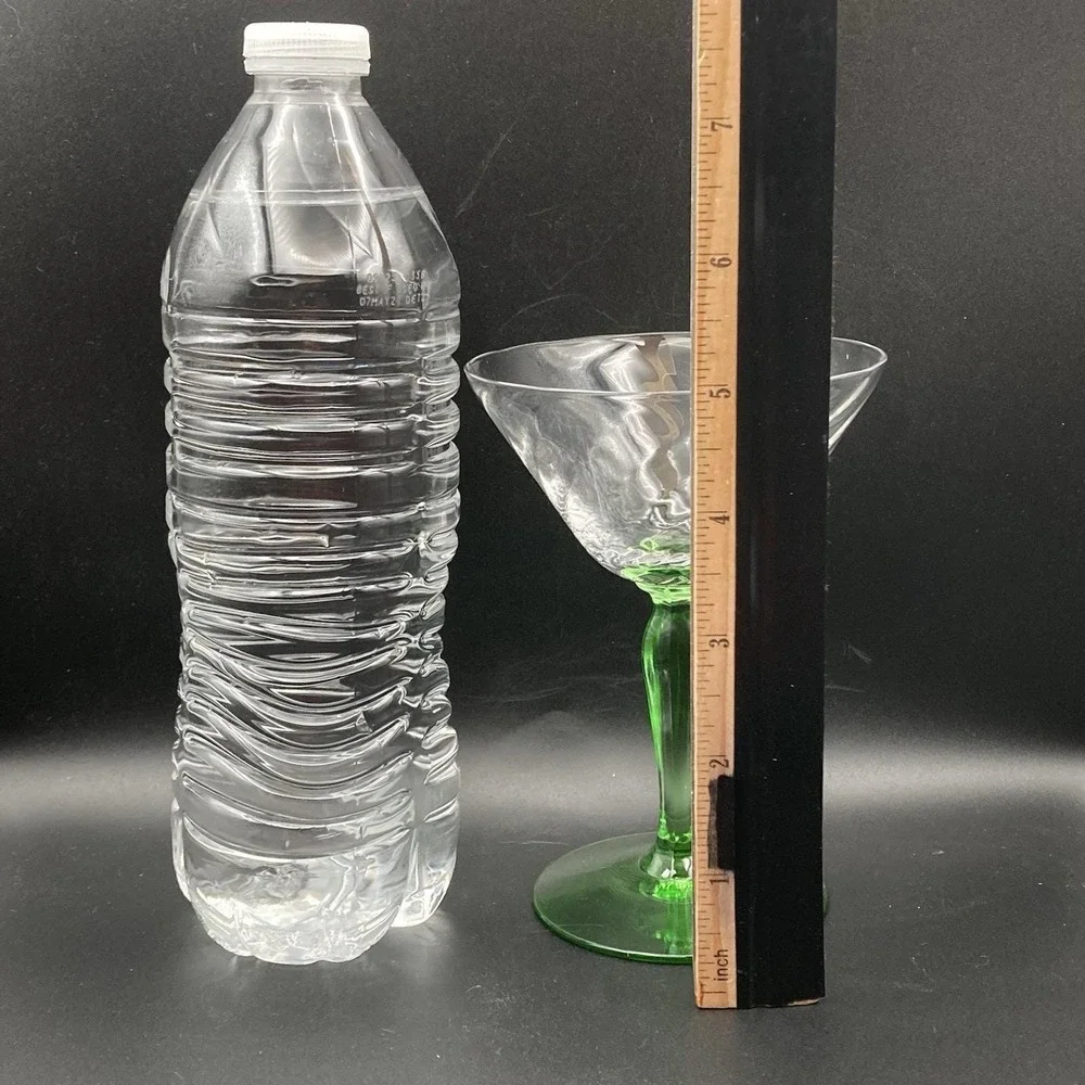 1 - Fostoria Green Stem Optic Swirl Cocktail Glass / Uranium 1940s / UV Glow